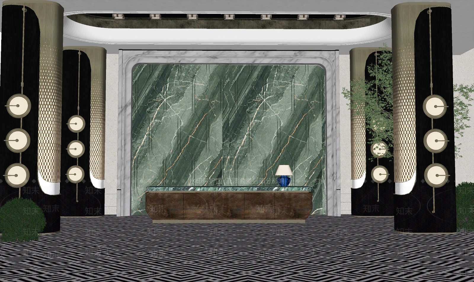 现代酒店大堂SU模型下载【ID:1185826745】