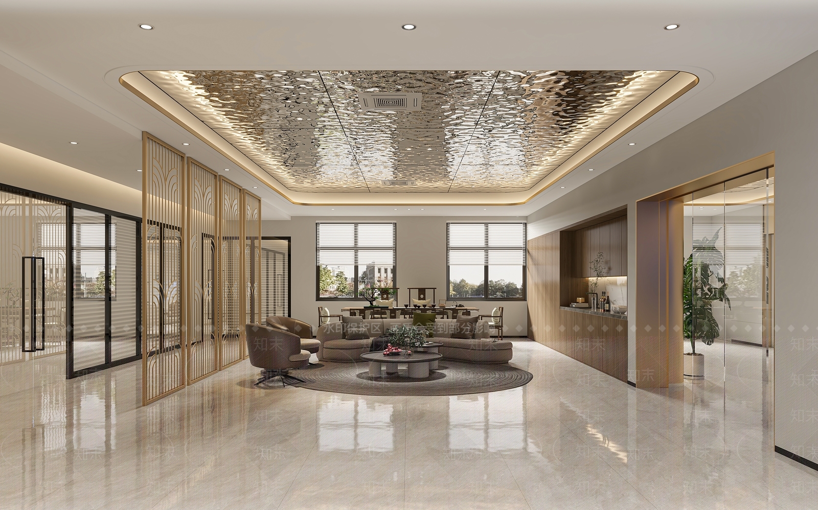 现代简约办公大厅3D模型下载【ID:1185828453】_知末3d模型网