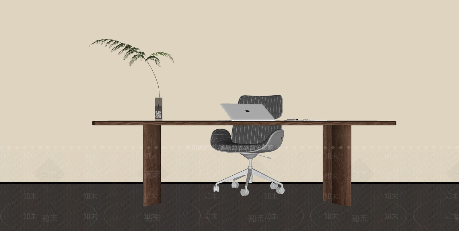 中古侘寂书桌SU模型下载【ID:1185833402】