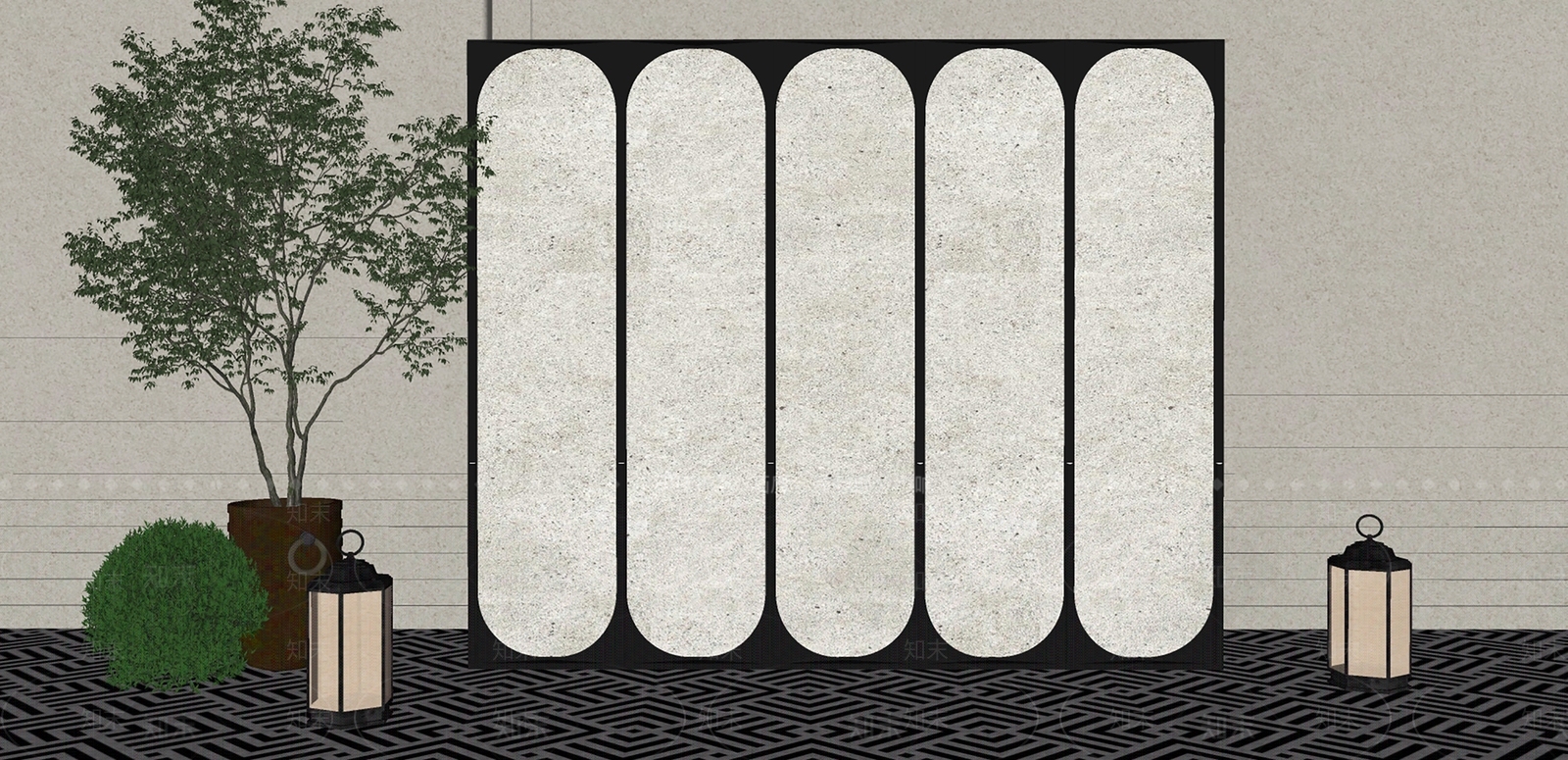 现代屏风SU模型下载【ID:1185833768】