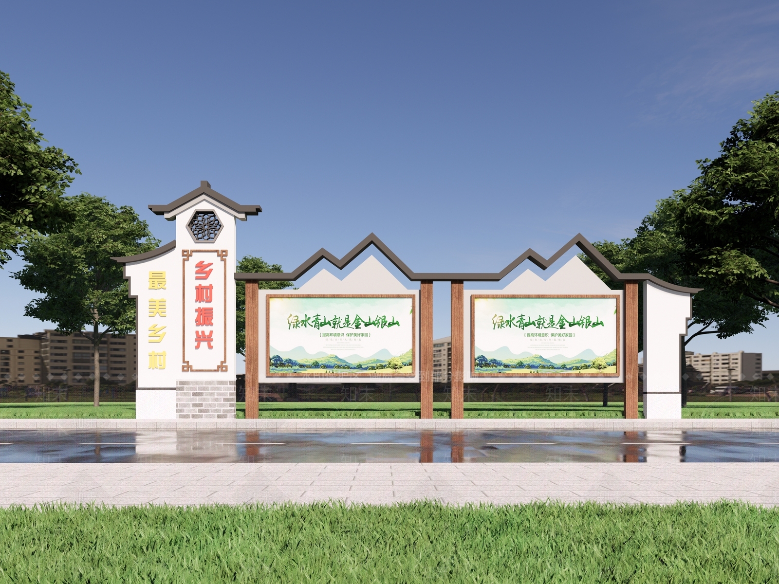 现代新中式广告牌3D模型下载【ID:1185834760】