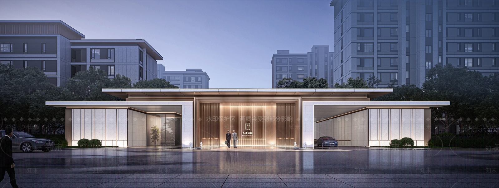 现代轻奢小区建筑SU模型下载【ID:1185835089】