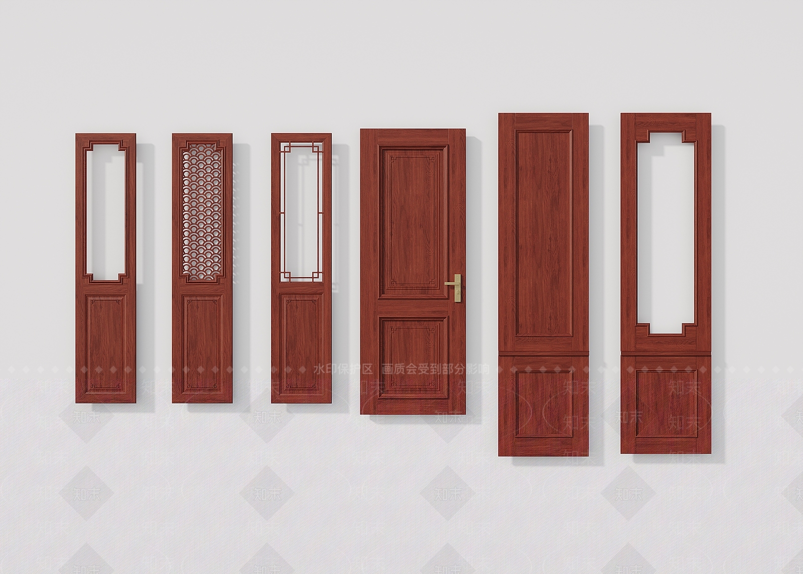 中式新中式单开门3D模型下载【ID:1185836801】