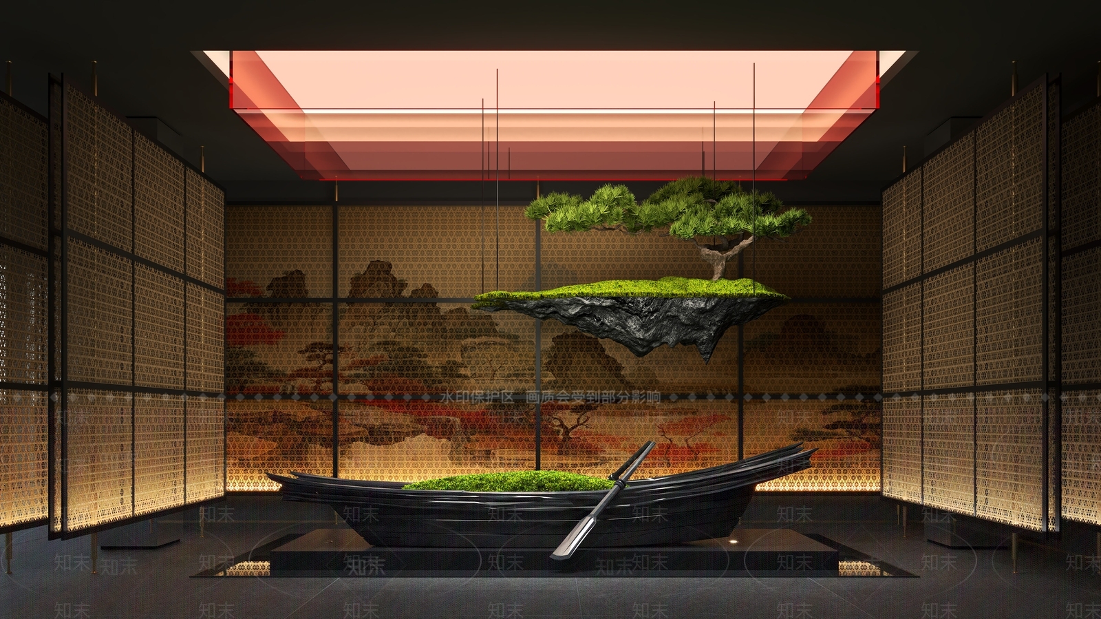 新中式室内景观3D模型下载【ID:1185839318】