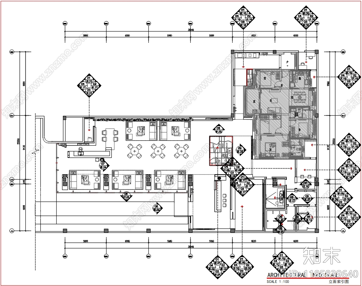 现代简约售楼处cad施工图下载【ID:1185839640】