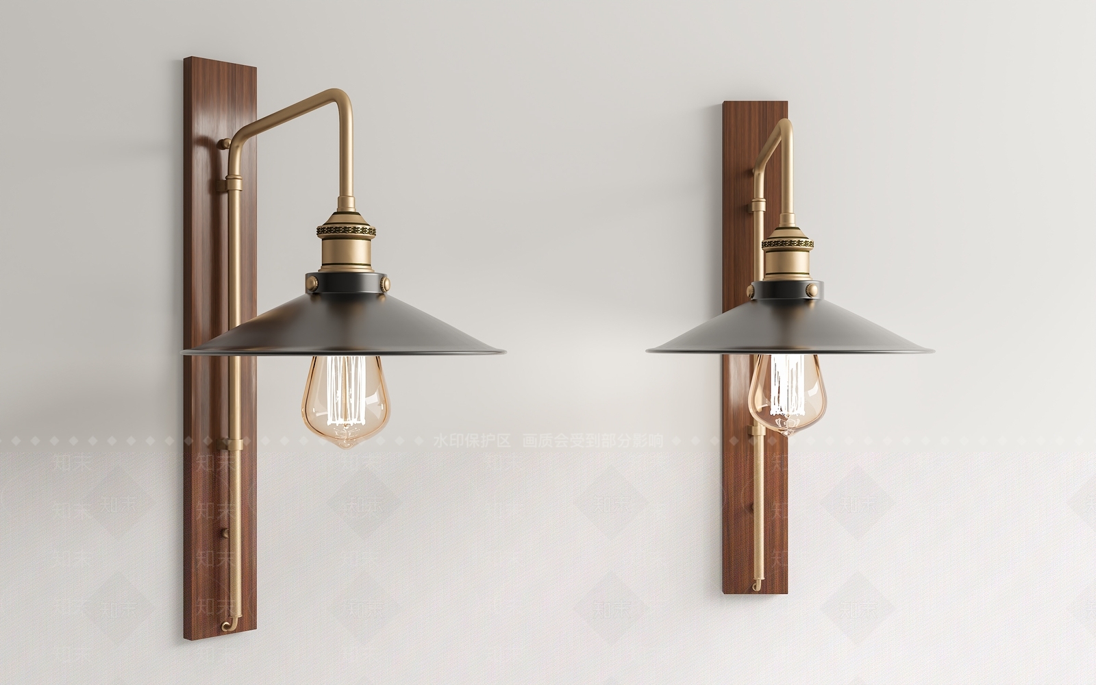 美式复古壁灯3D模型下载【ID:1185851251】