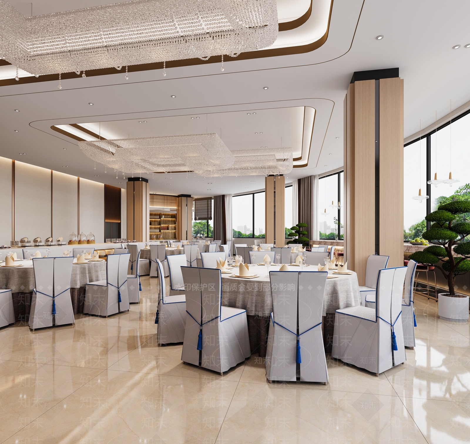 现代宴会厅3D模型下载【ID:1215019240】