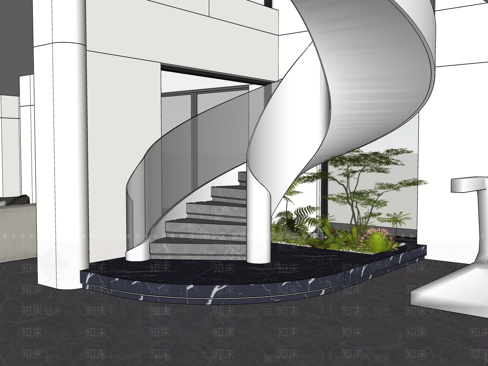 现代别墅客厅SU模型下载【ID:1185855525】