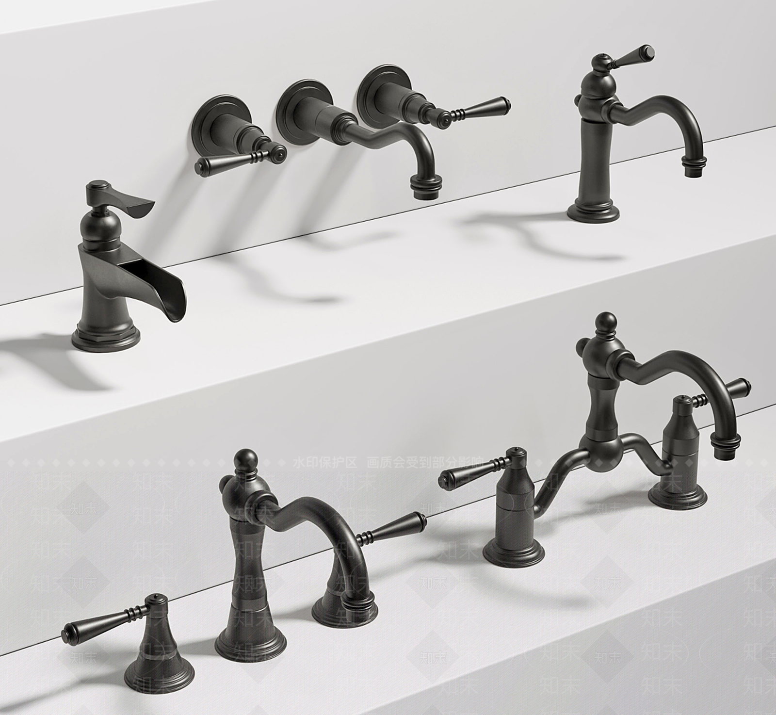 美式欧式水龙头SU模型下载【ID:1185855151】