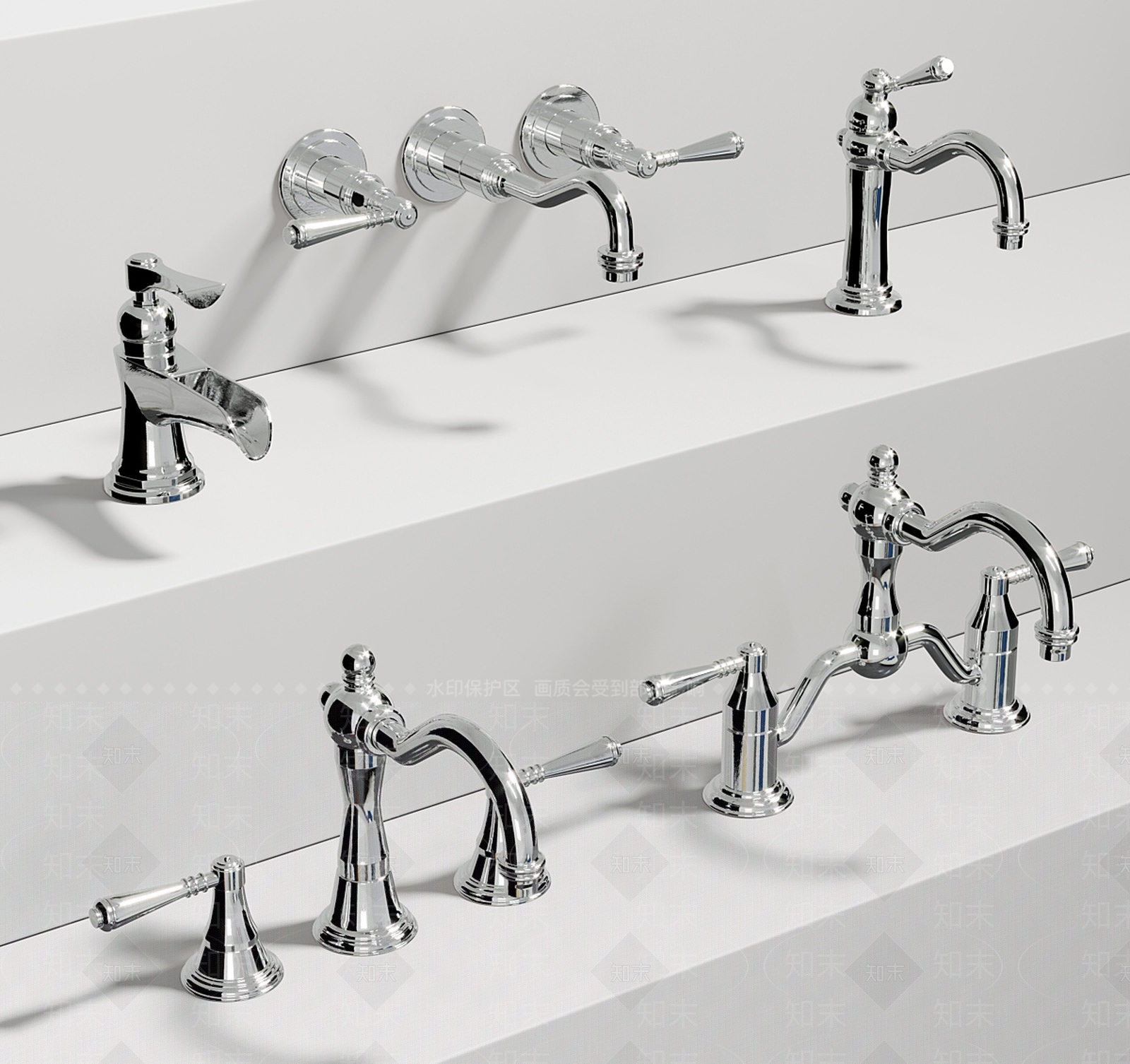 美式欧式水龙头SU模型下载【ID:1185855296】