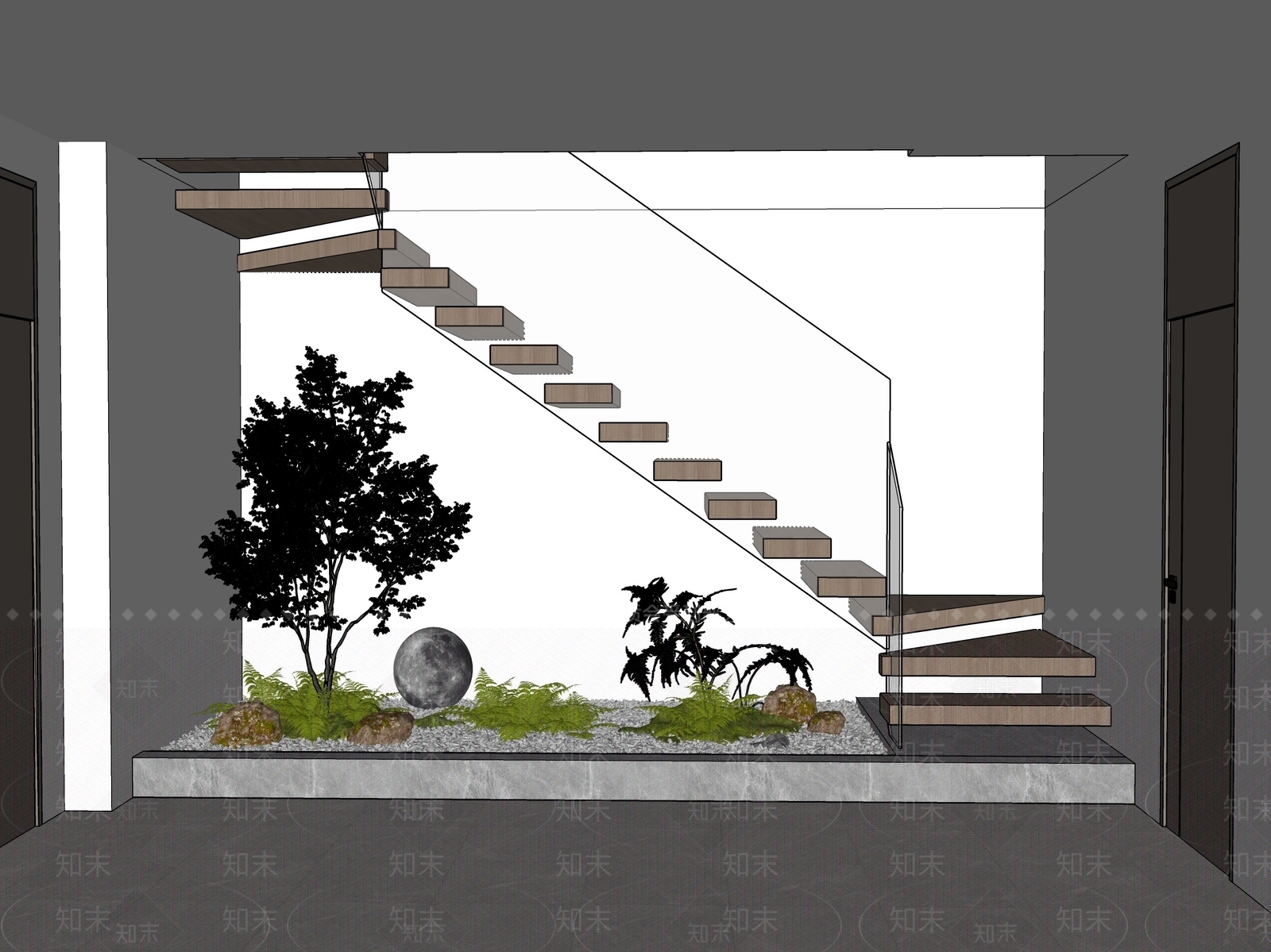 现代别墅客厅SU模型下载【ID:1185858319】