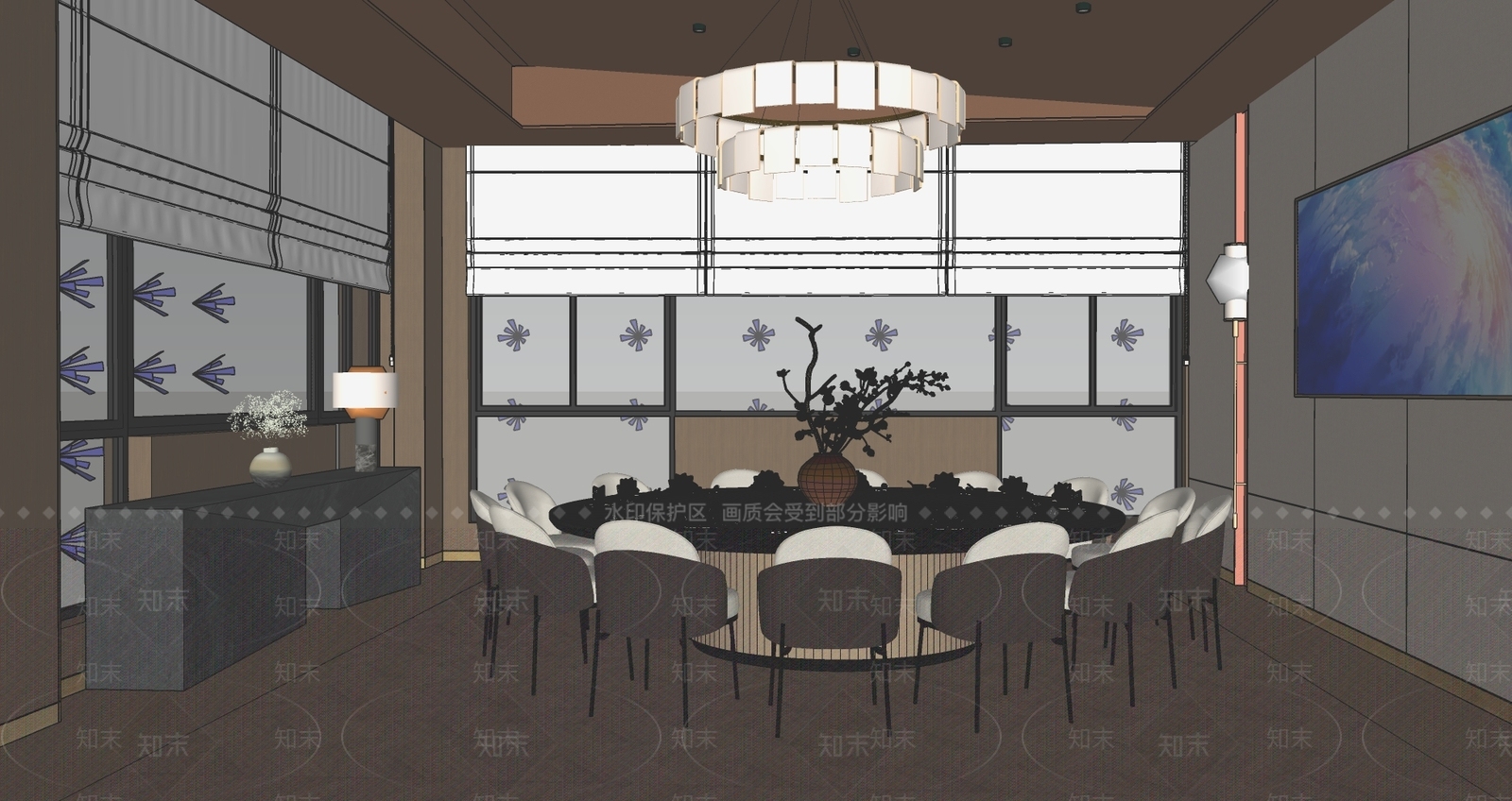新中式中餐厅SU模型下载【ID:1185862282】