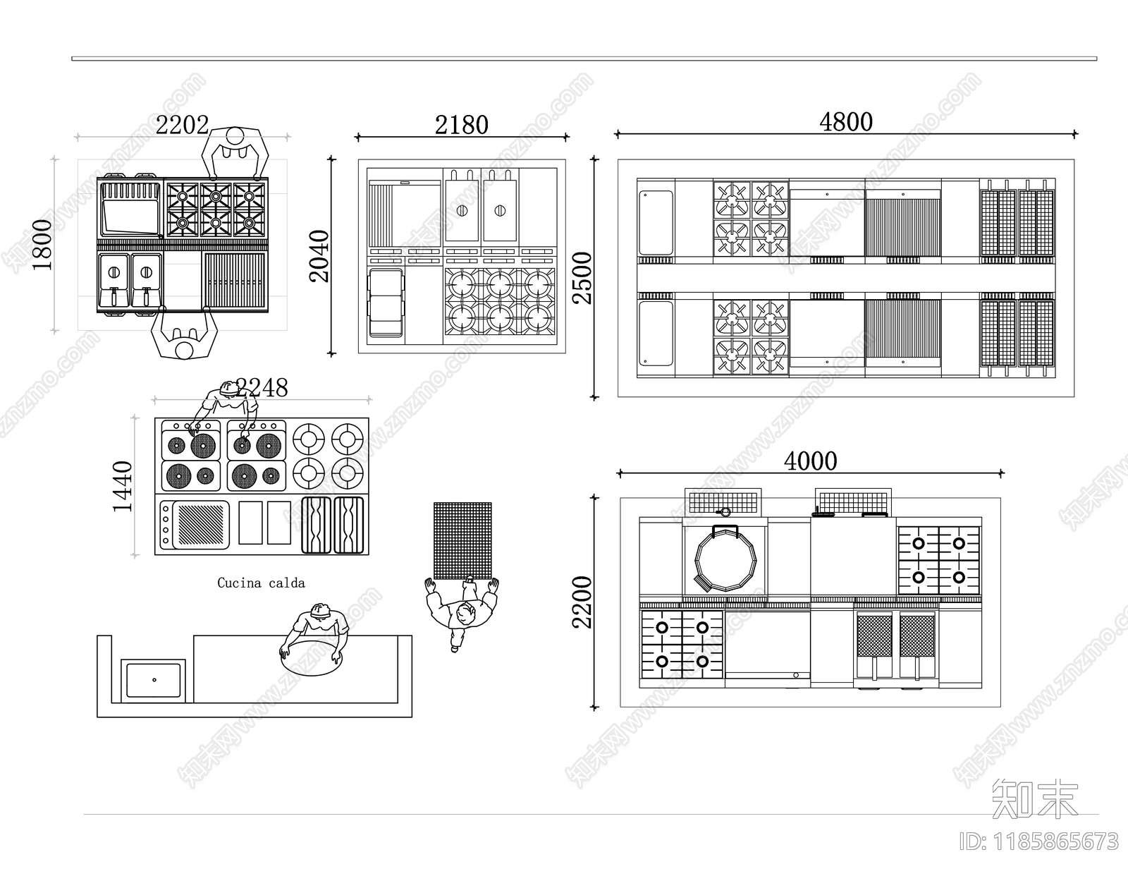 现代厨房设施施工图下载【ID:1185865673】