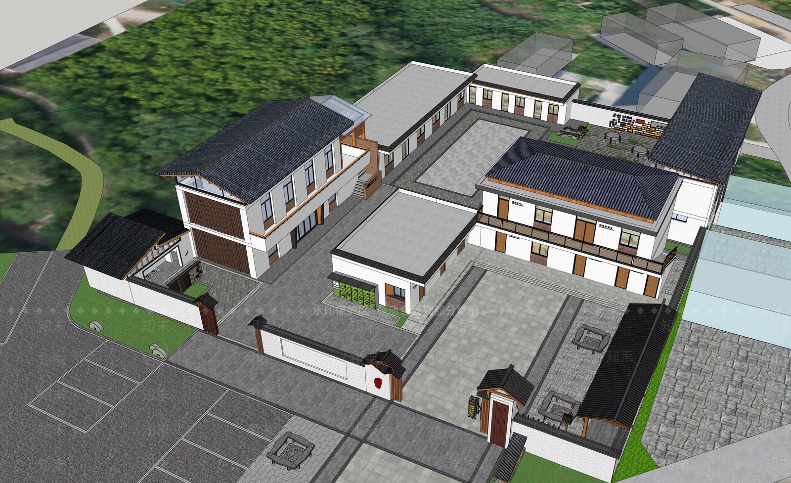 现代乡村庭院SU模型下载【ID:1185874697】