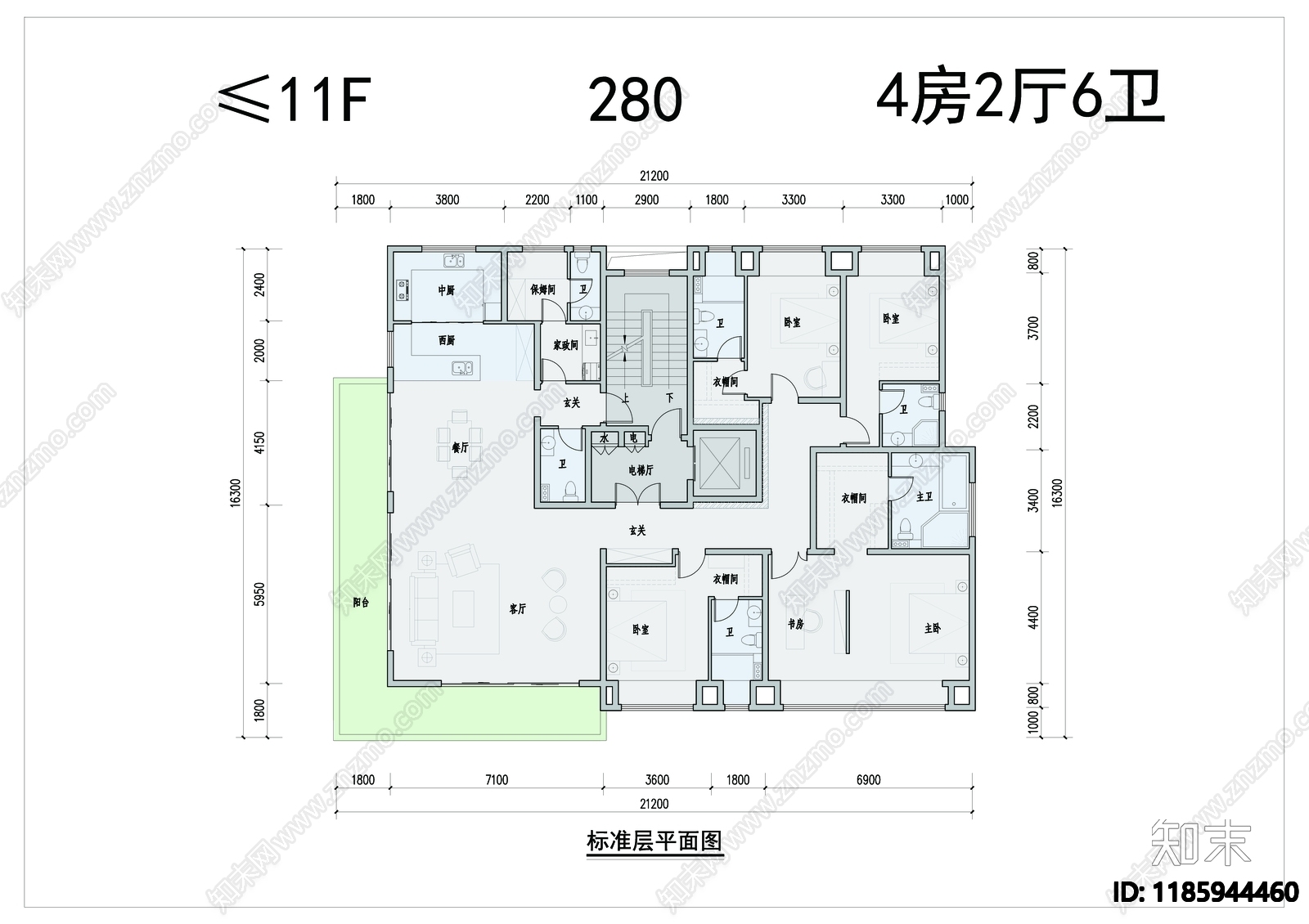 现代简约住宅楼建筑施工图下载【ID:1185944460】