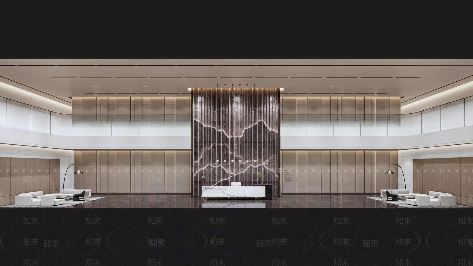 现代轻奢办公大堂SU模型下载【ID:1185880803】