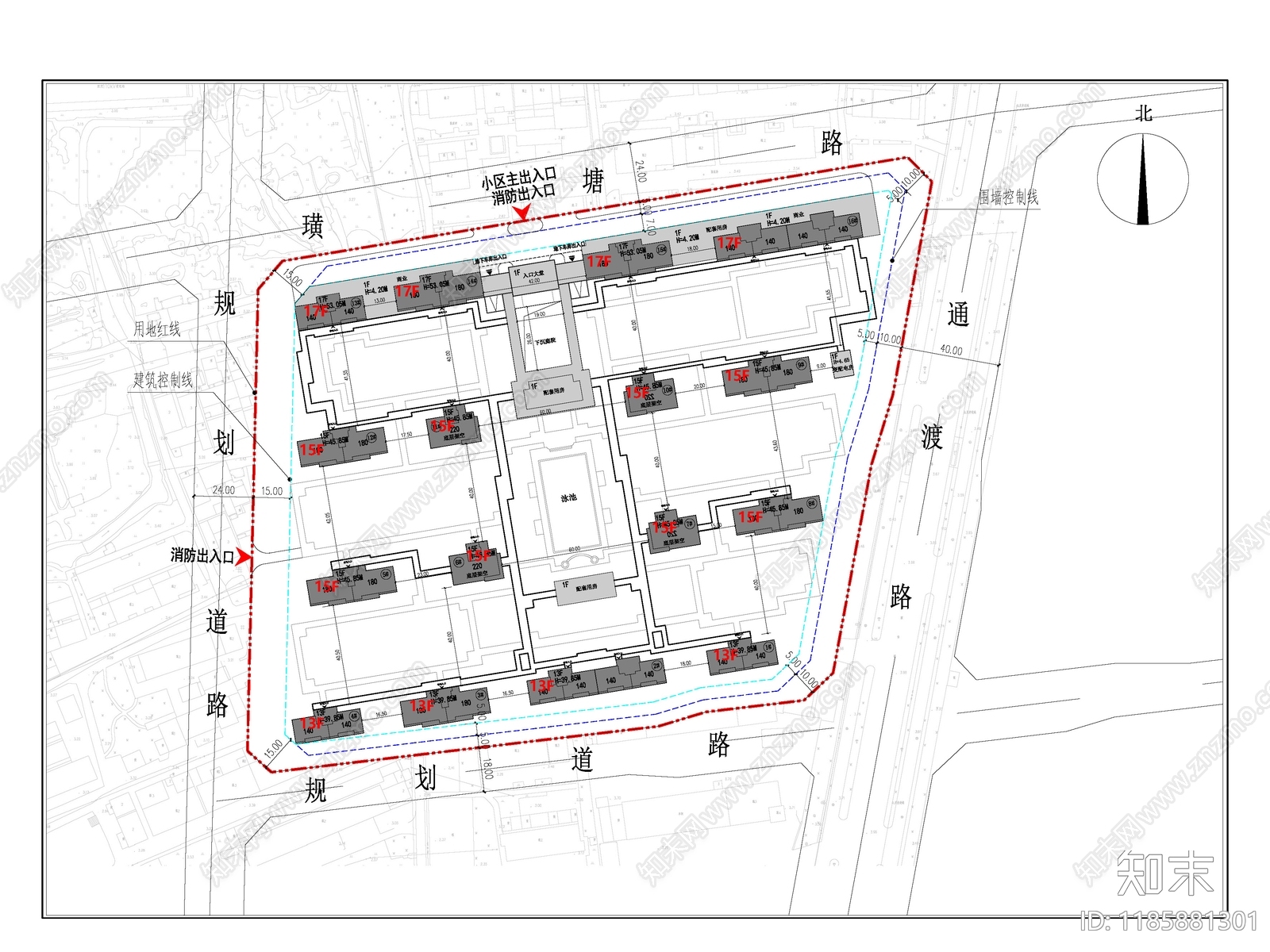 现代住宅楼建筑施工图下载【ID:1185881301】