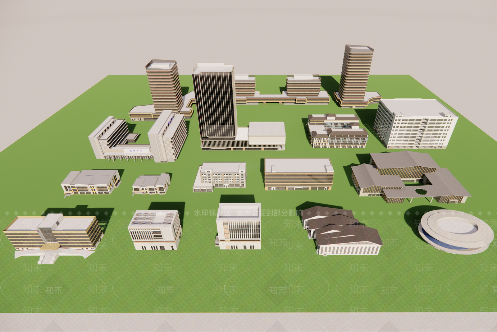 现代中式小公建SU模型下载【ID:1185886825】