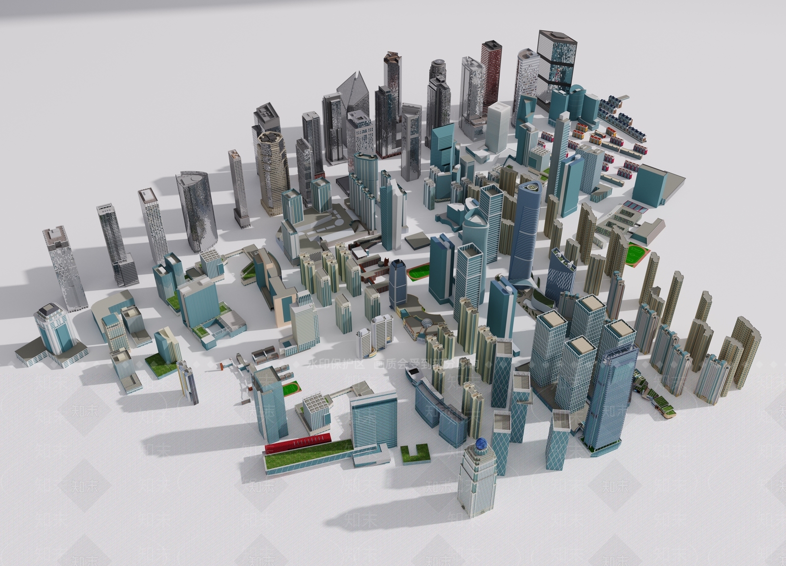 现代简约鸟瞰规划3D模型下载【ID:1185888218】