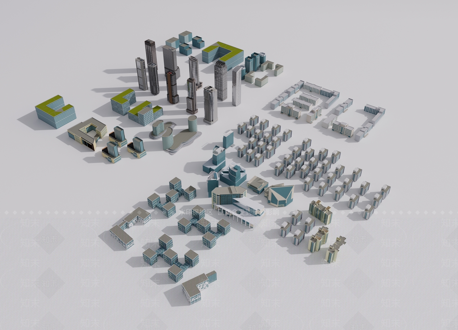 现代简约鸟瞰规划3D模型下载【ID:1185888712】
