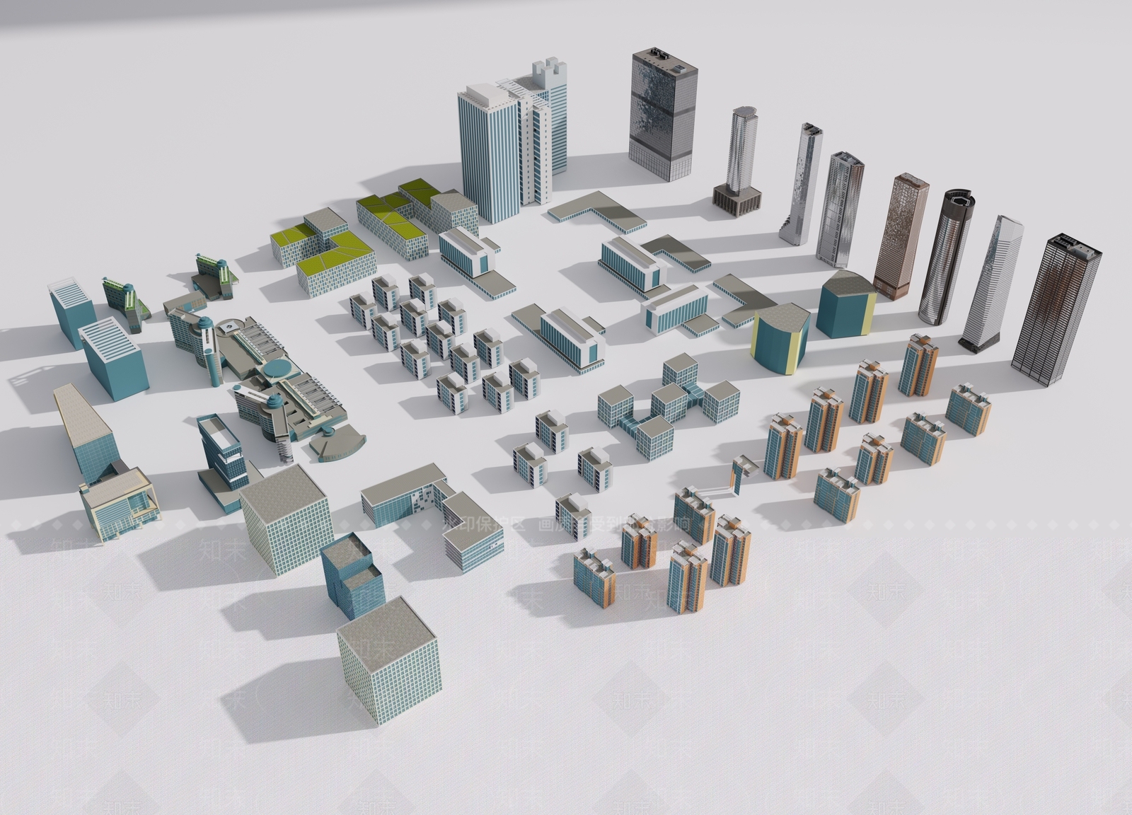 现代简约鸟瞰规划3D模型下载【ID:1185888922】