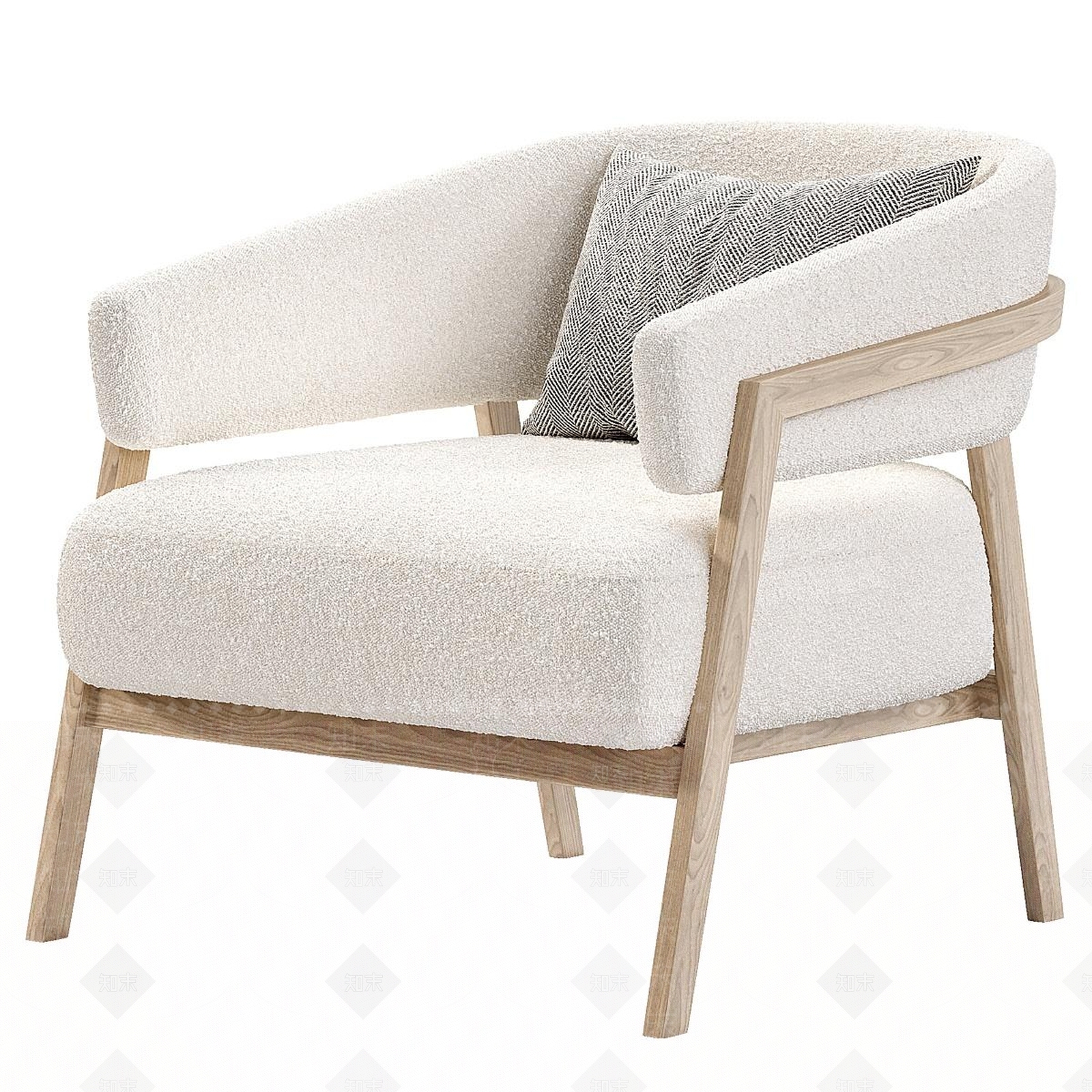奶油北欧单人沙发3D模型下载【ID:1185888844】