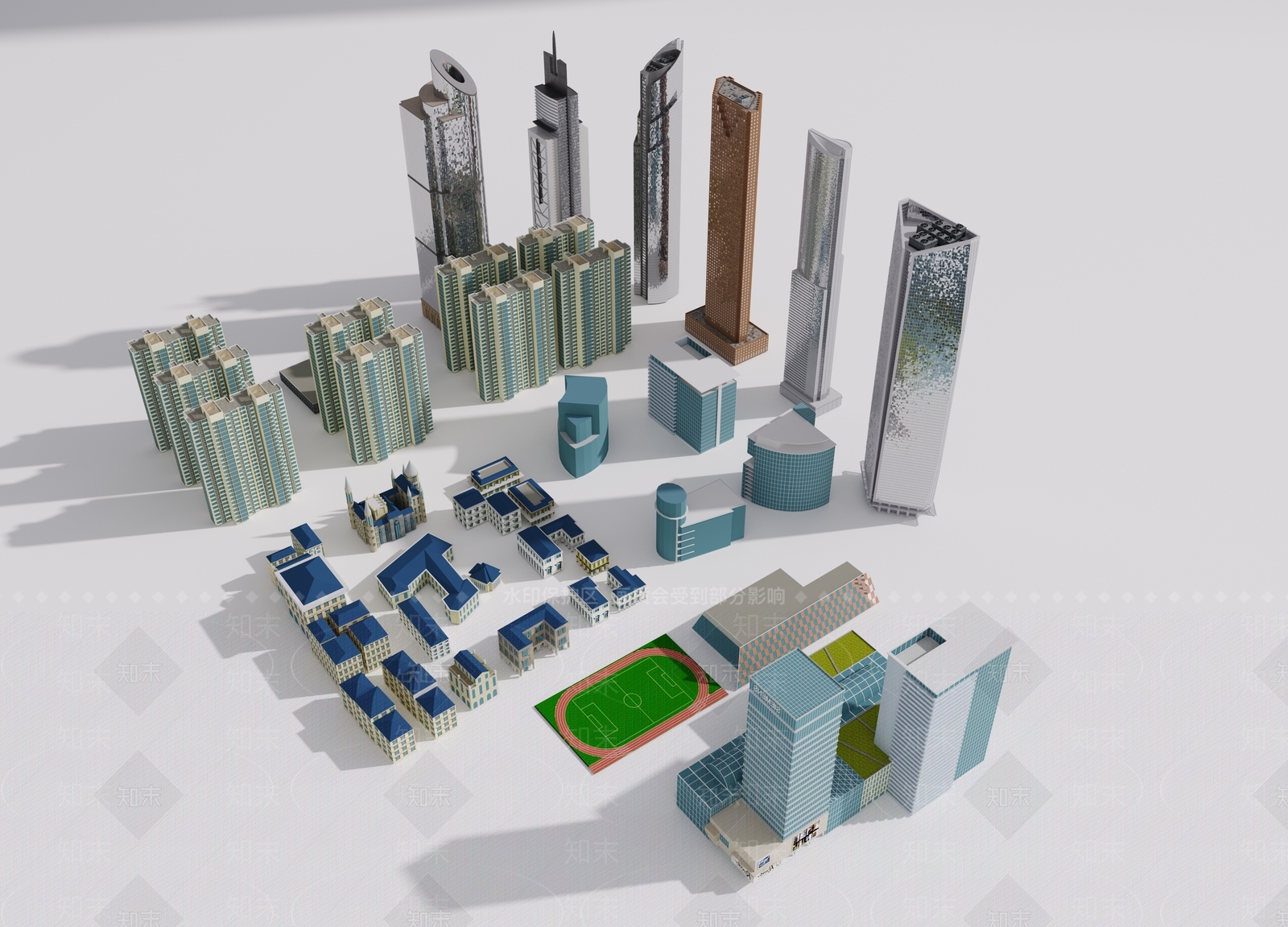 现代简约鸟瞰规划3D模型下载【ID:1185889217】
