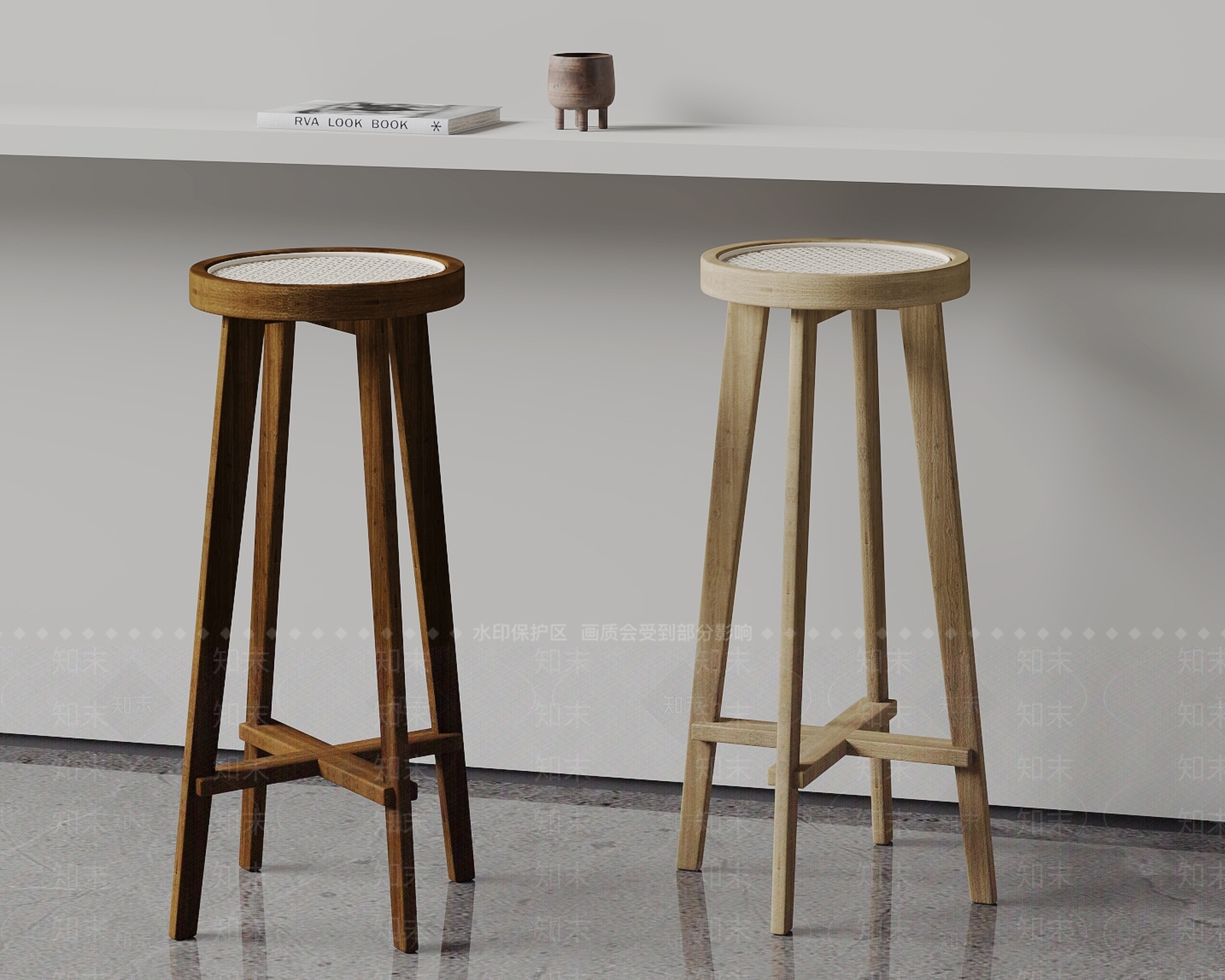 侘寂吧凳3D模型下载【ID:1185893444】