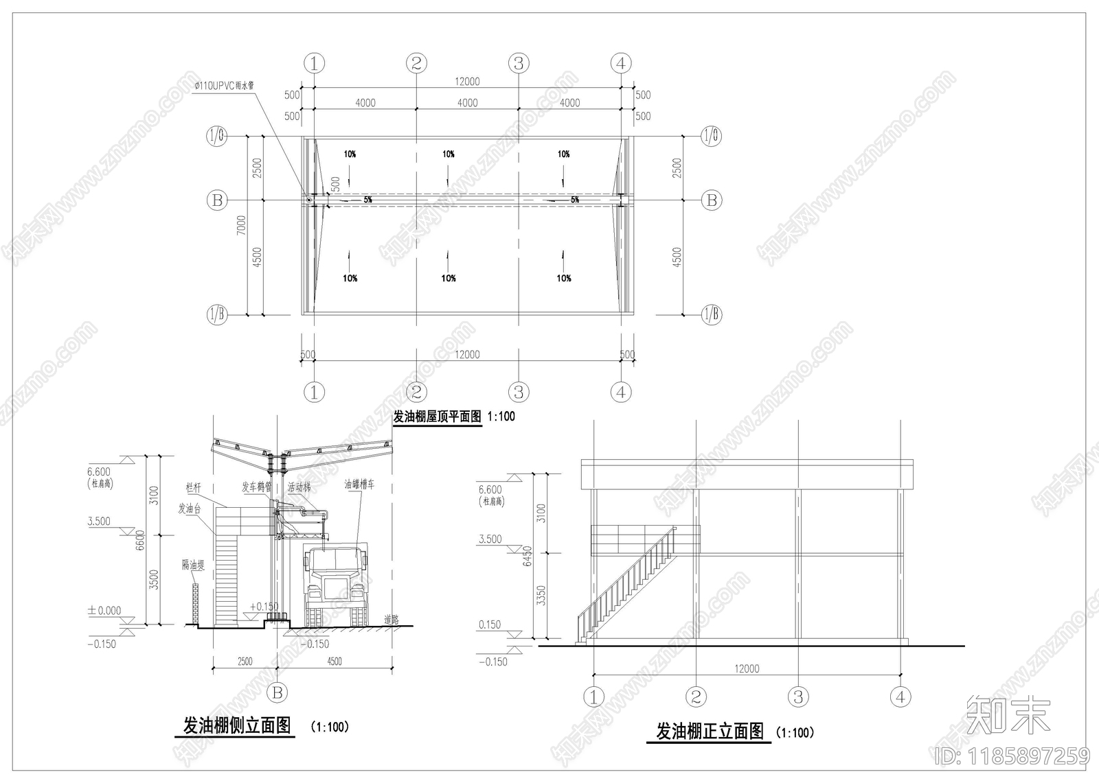 现代产业园建筑cad施工图下载【ID:1185897259】