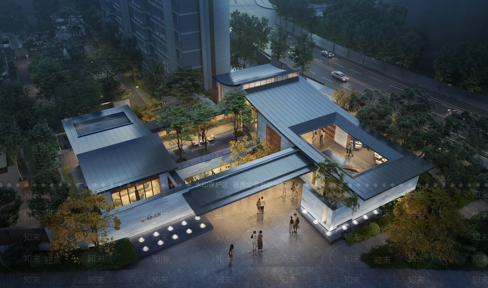 中式简约小公建SU模型下载【ID:1186490374】