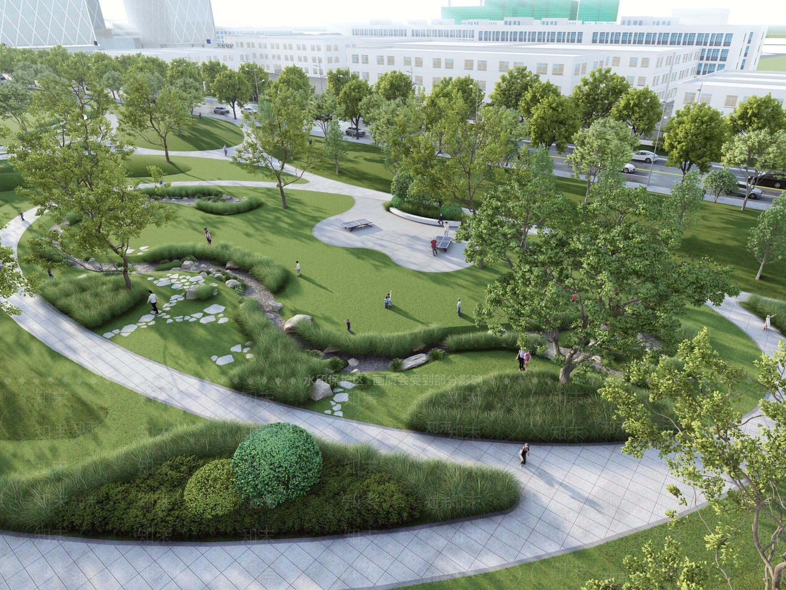 现代景观公园SU模型下载【ID:1185897822】
