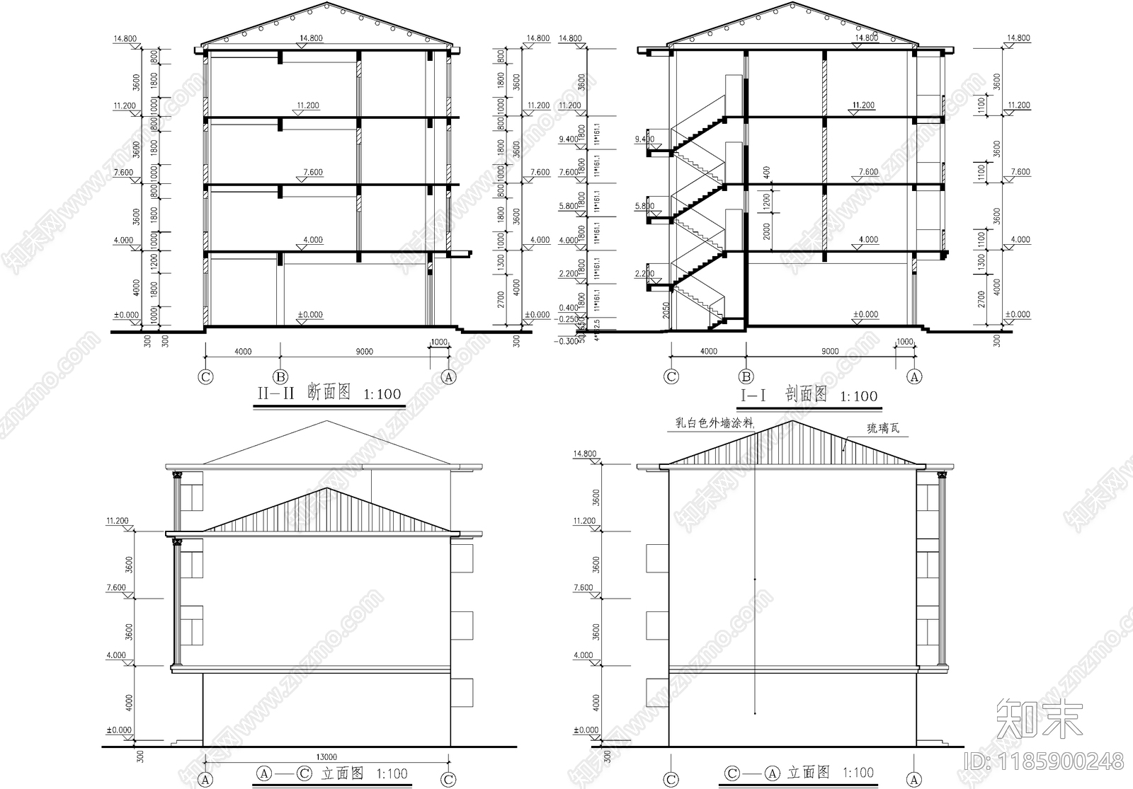 欧式住宅楼建筑施工图下载【ID:1185900248】