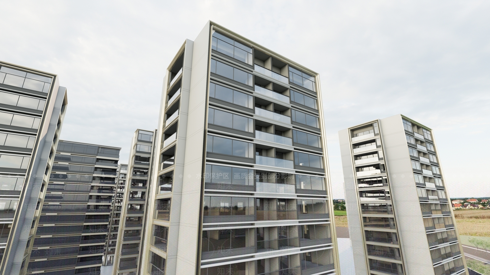 简约轻奢小区建筑SU模型下载【ID:1185901566】