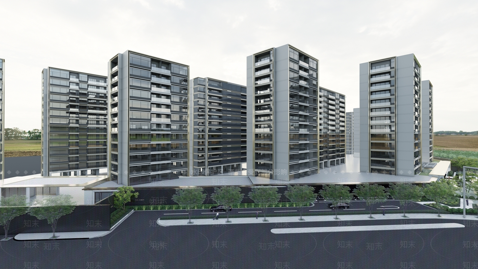 简约轻奢小区建筑SU模型下载【ID:1185901566】