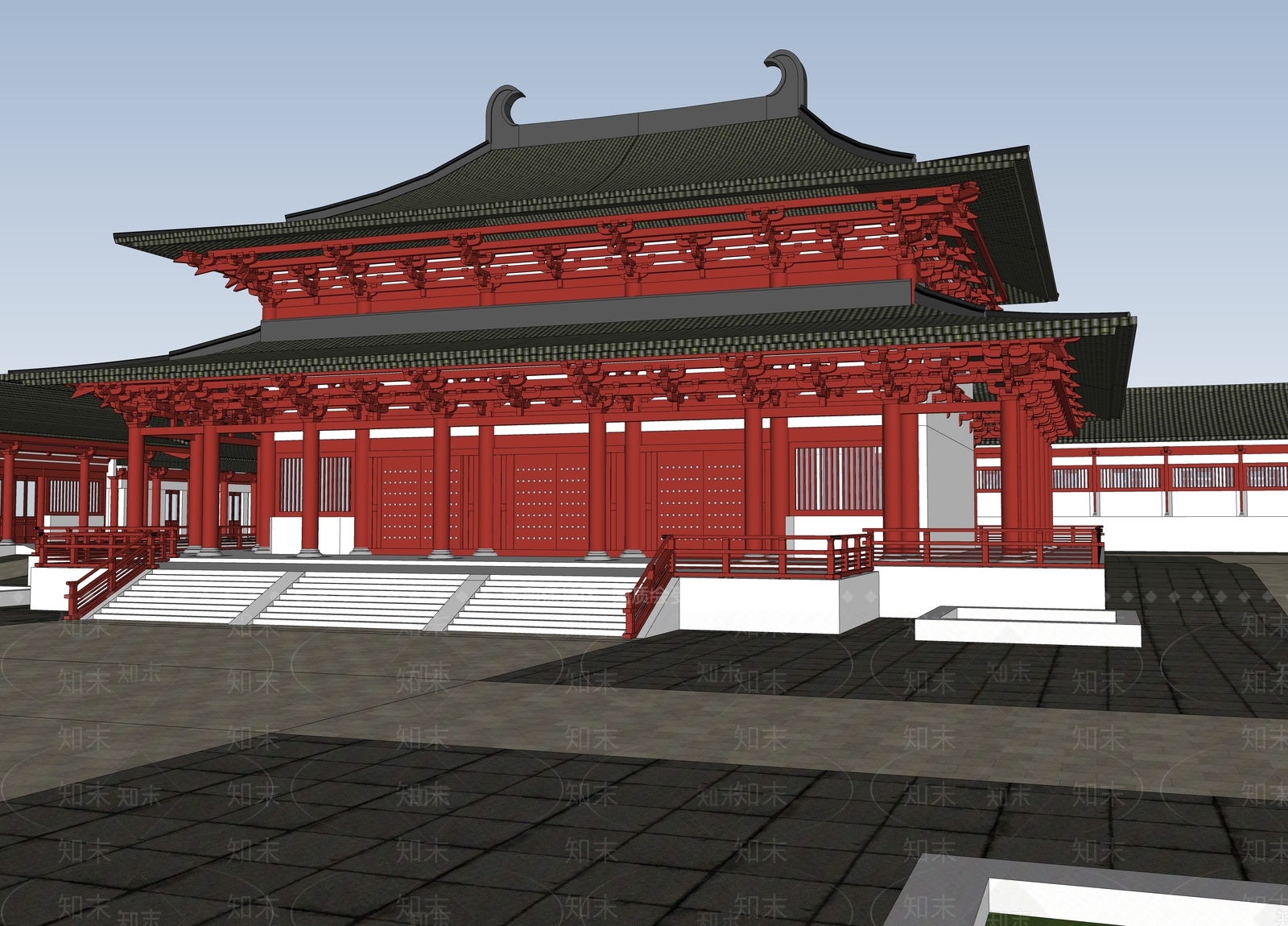 中式古建筑SU模型下载【ID:1185901568】