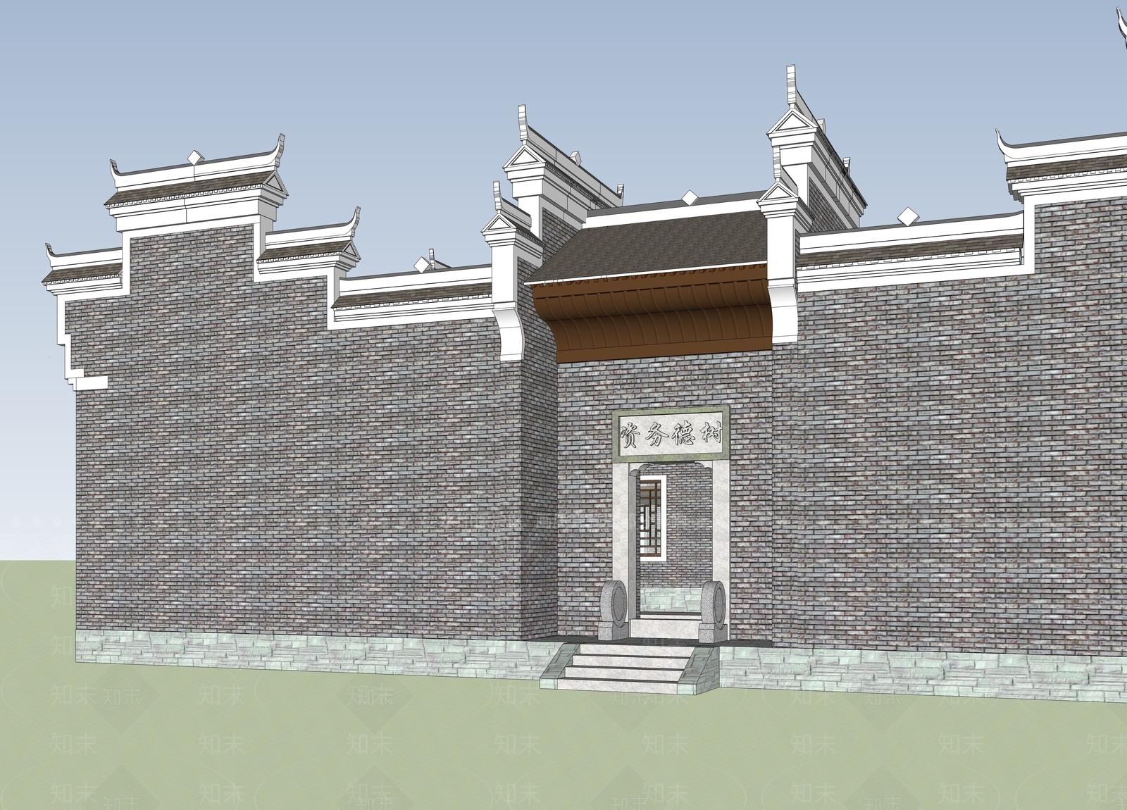 中式新中式风格建筑SU模型下载【ID:1185904745】