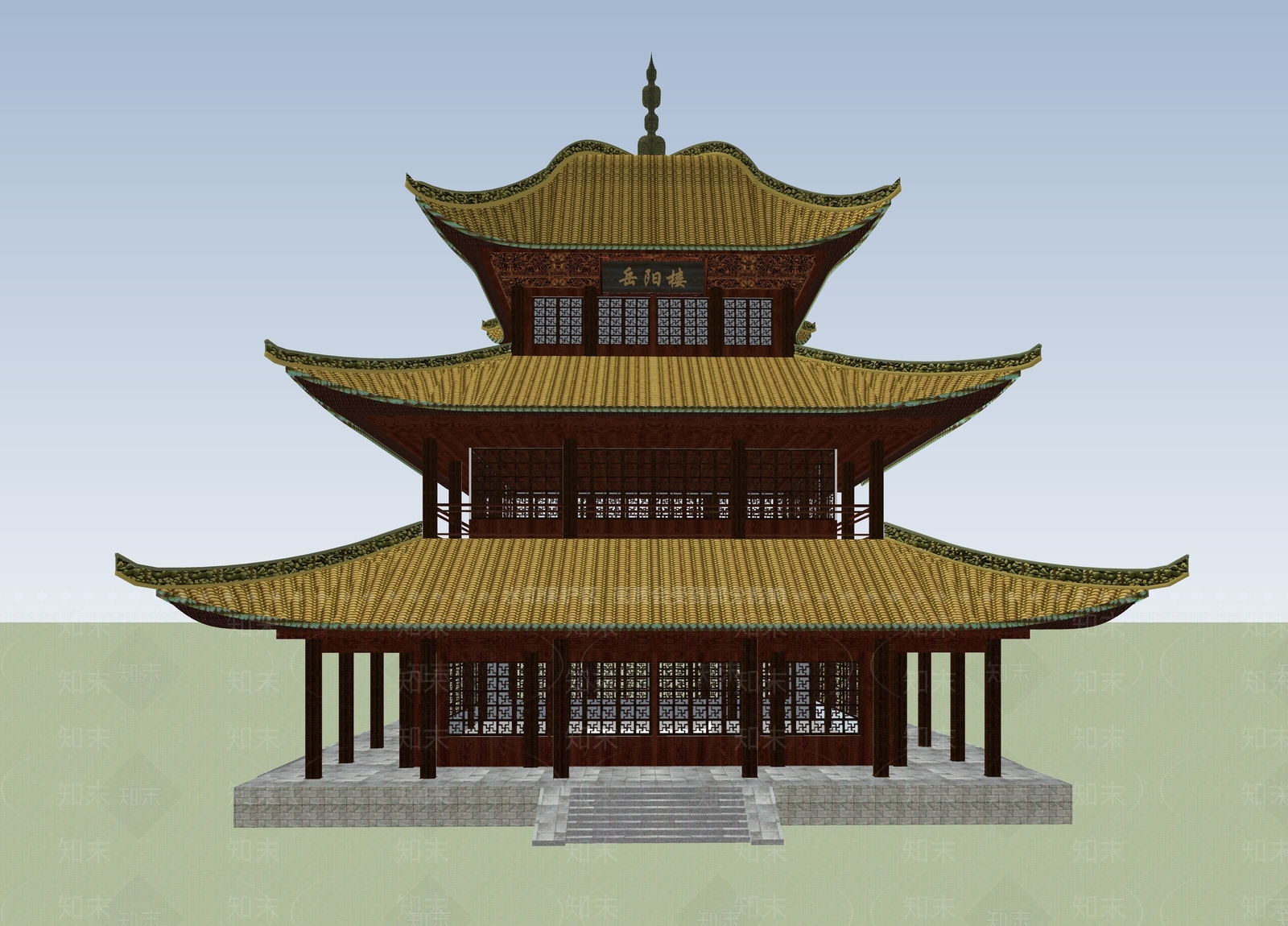 中式古建筑SU模型下载【ID:1185904822】