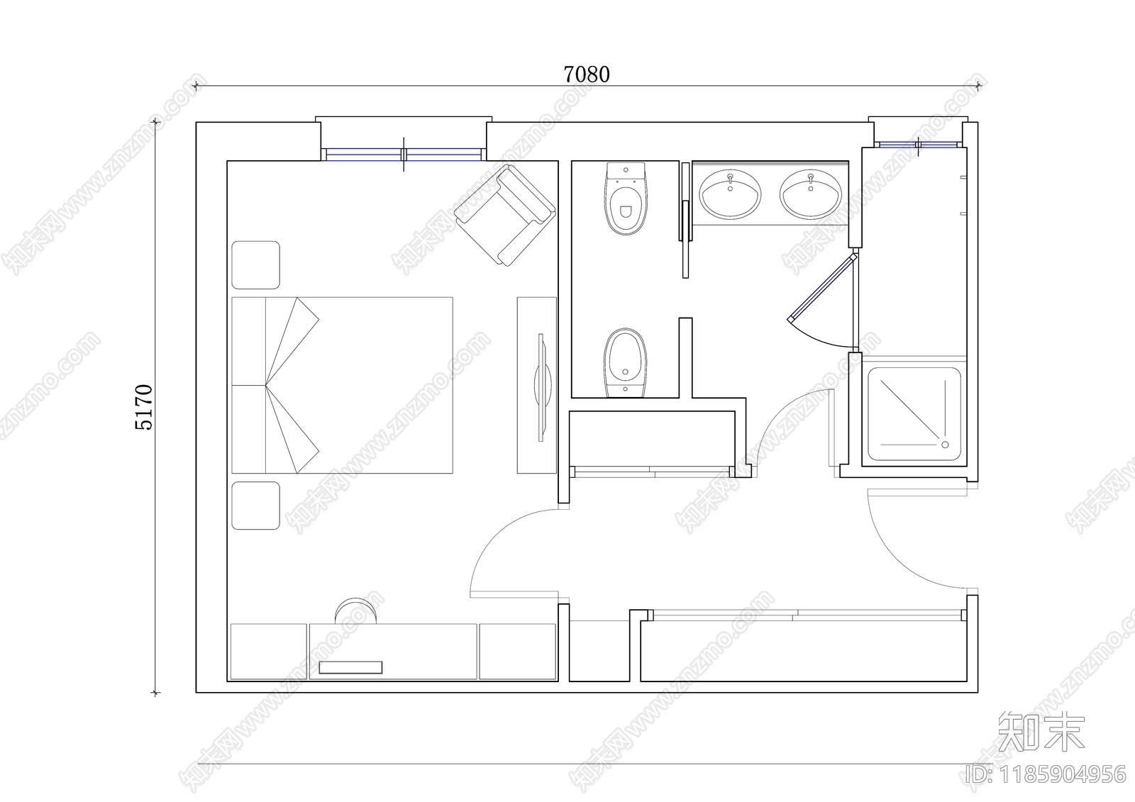 现代民宿施工图下载【ID:1185904956】