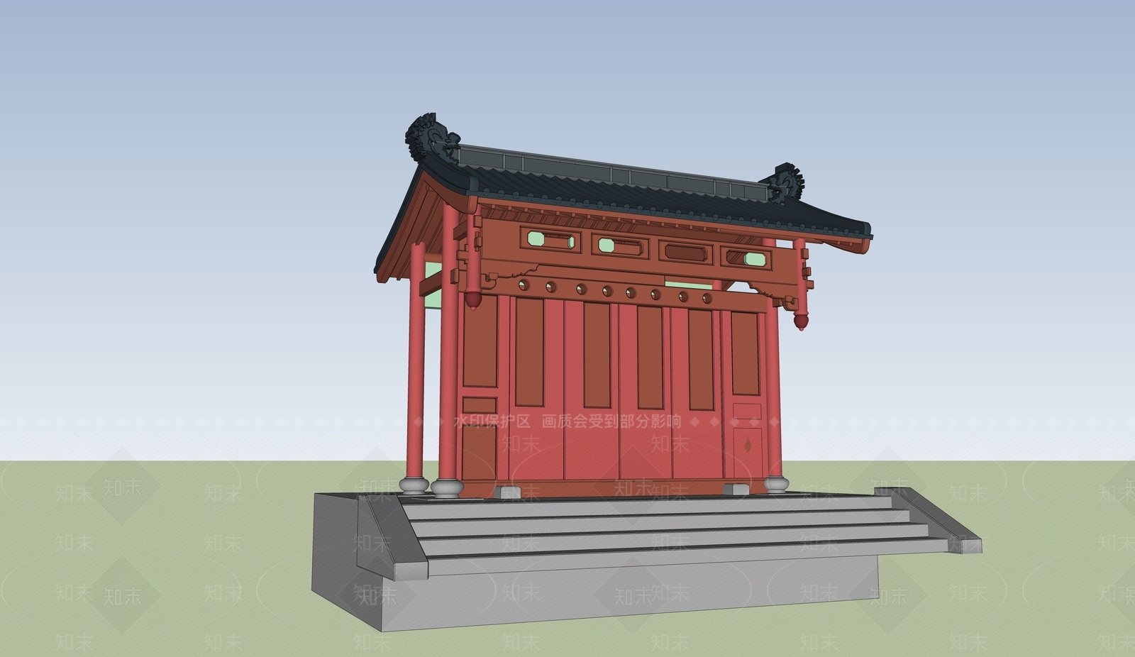 中式小公建SU模型下载【ID:1185906868】