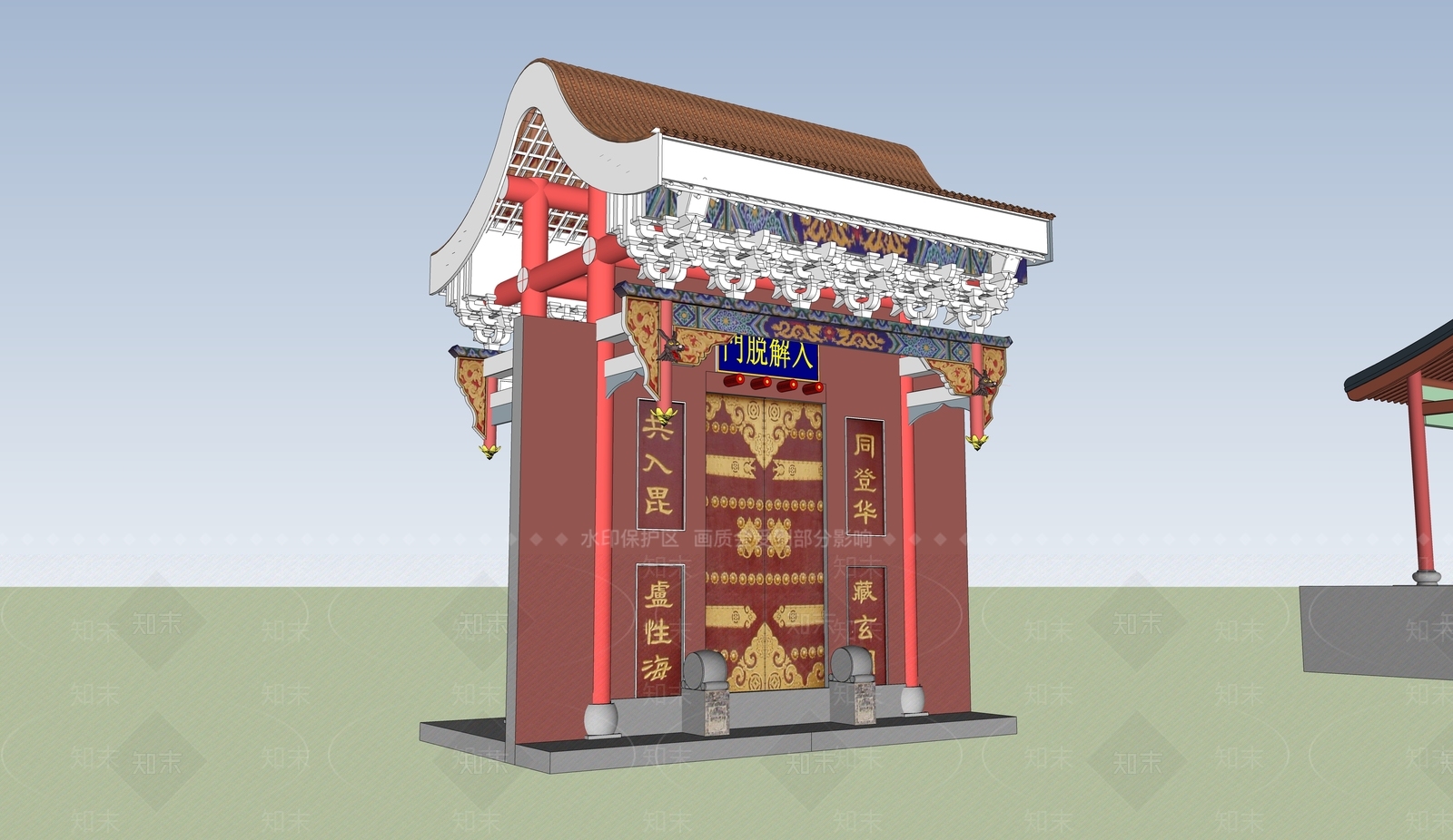 中式小公建SU模型下载【ID:1185906868】