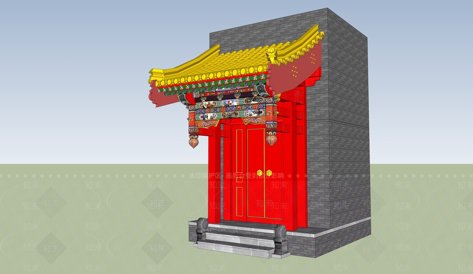 中式小公建SU模型下载【ID:1185906868】