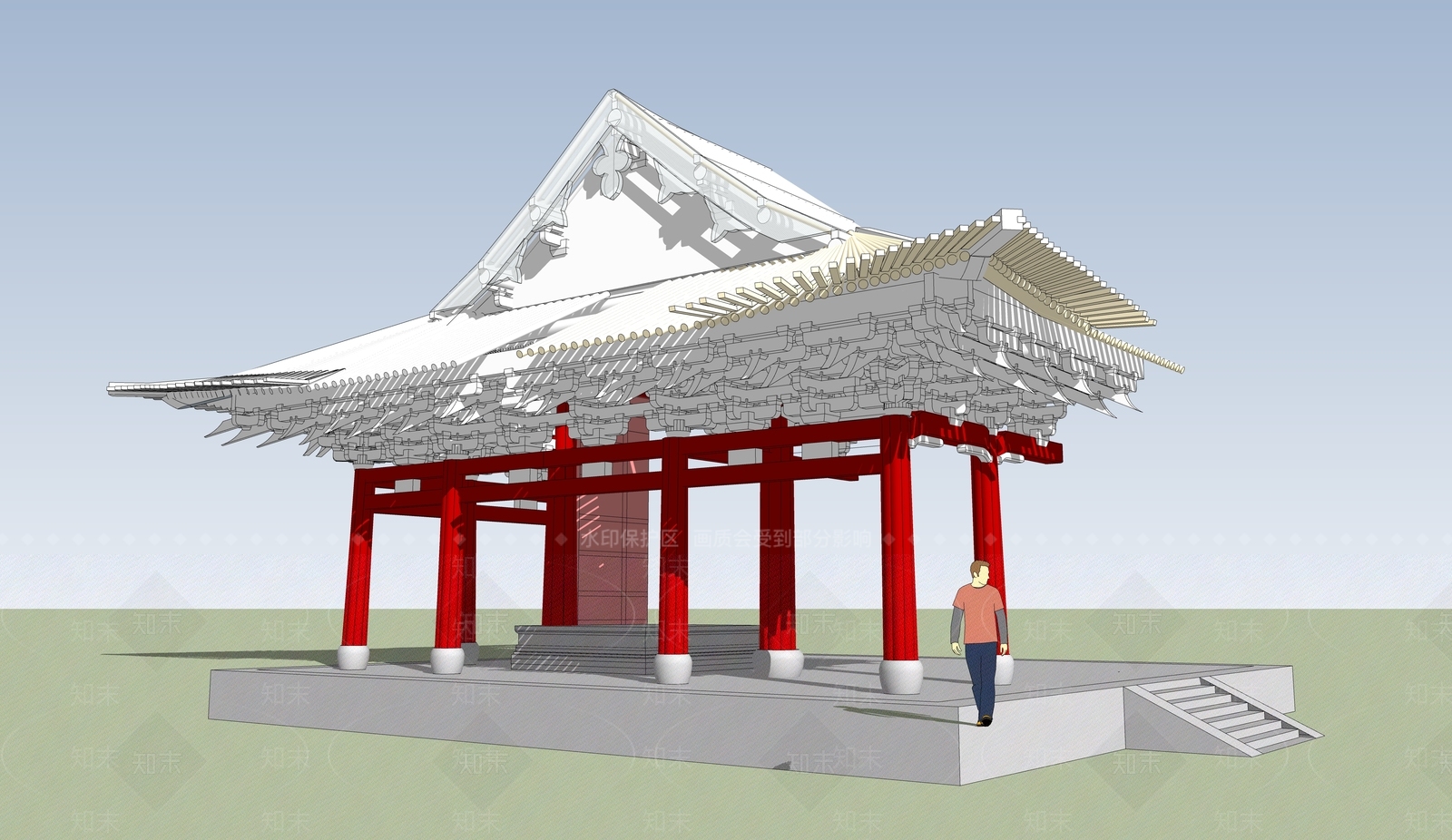 中式古建筑SU模型下载【ID:1185907096】