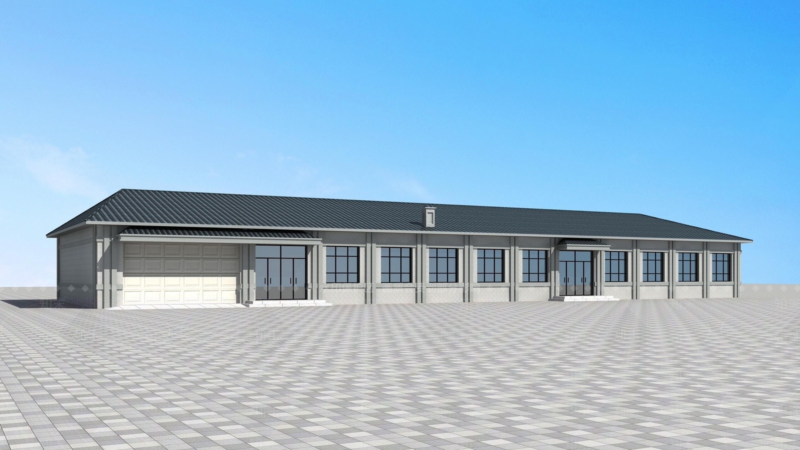 现代办公楼3D模型下载【ID:1185907523】