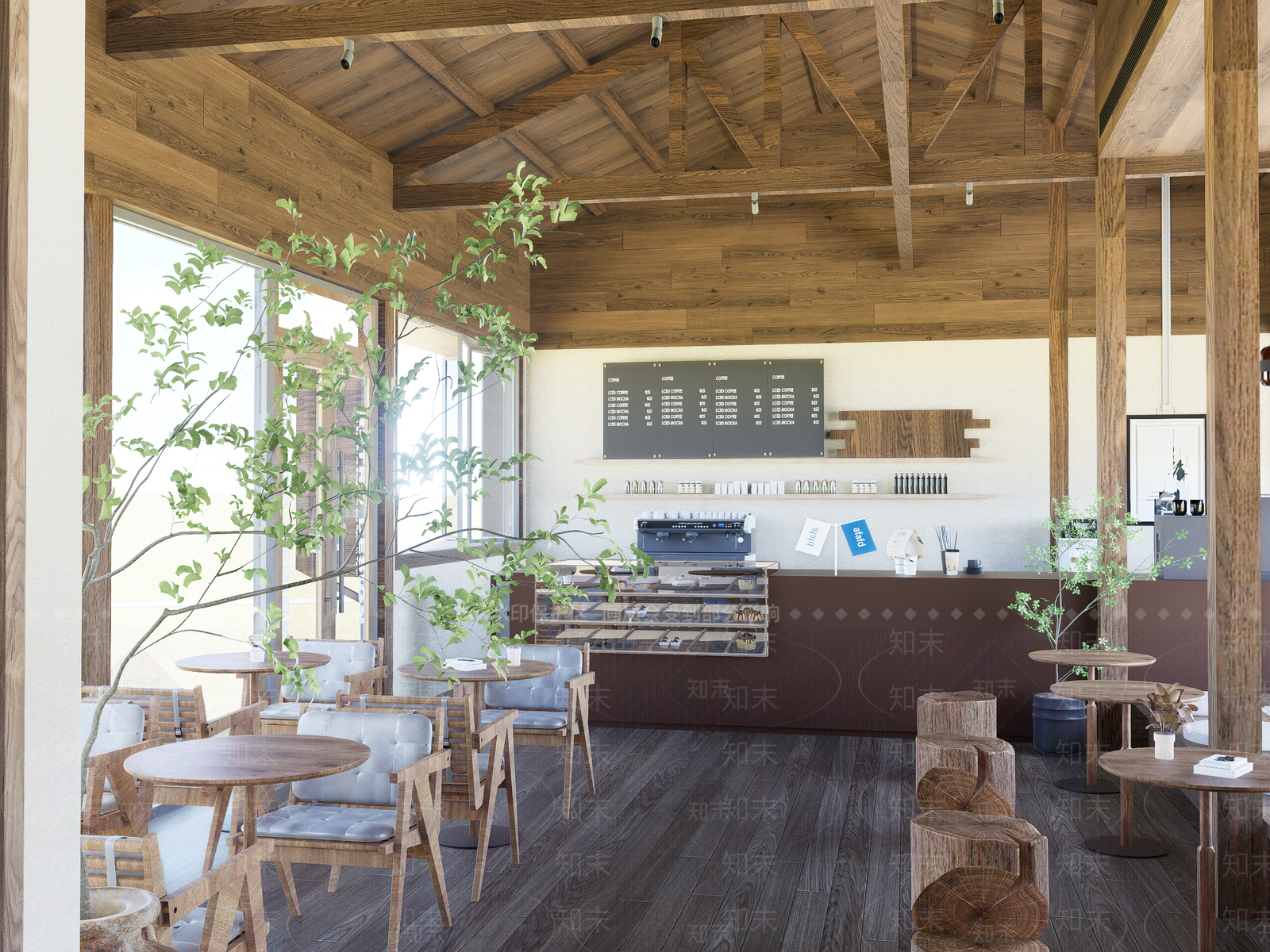 中式咖啡厅SU模型下载【ID:1185910397】