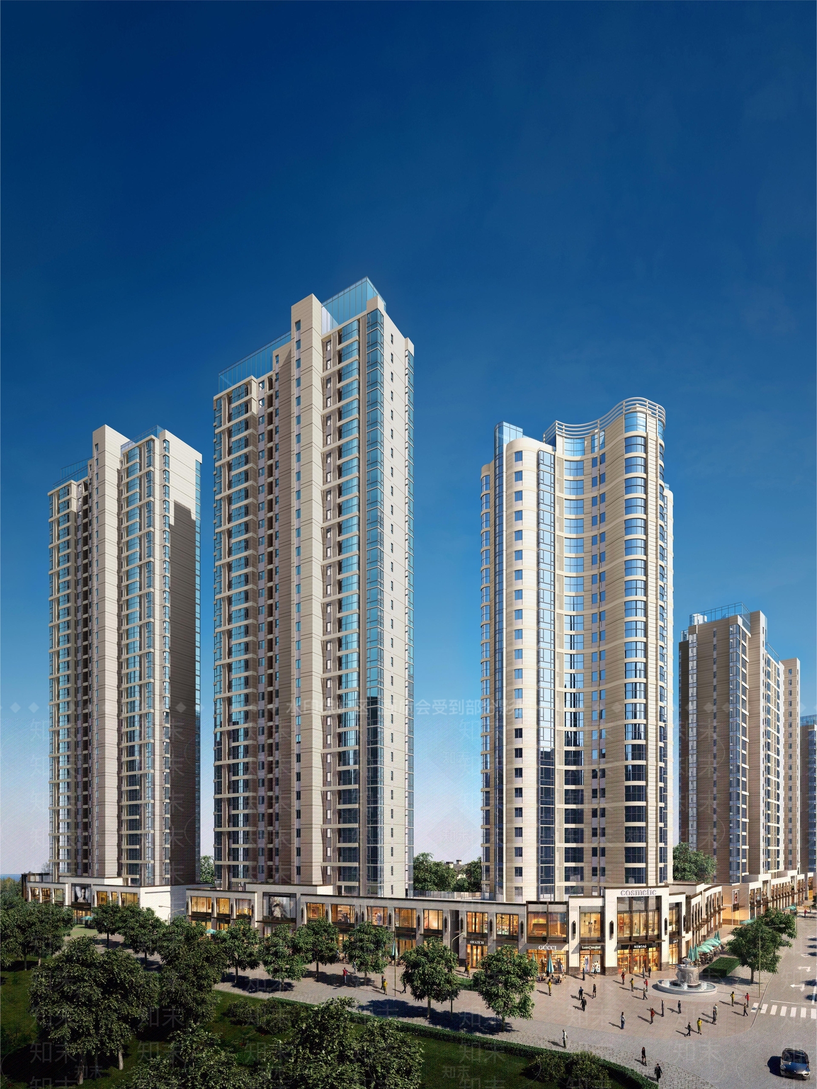 现代简约高层住宅3D模型下载【ID:1185913215】