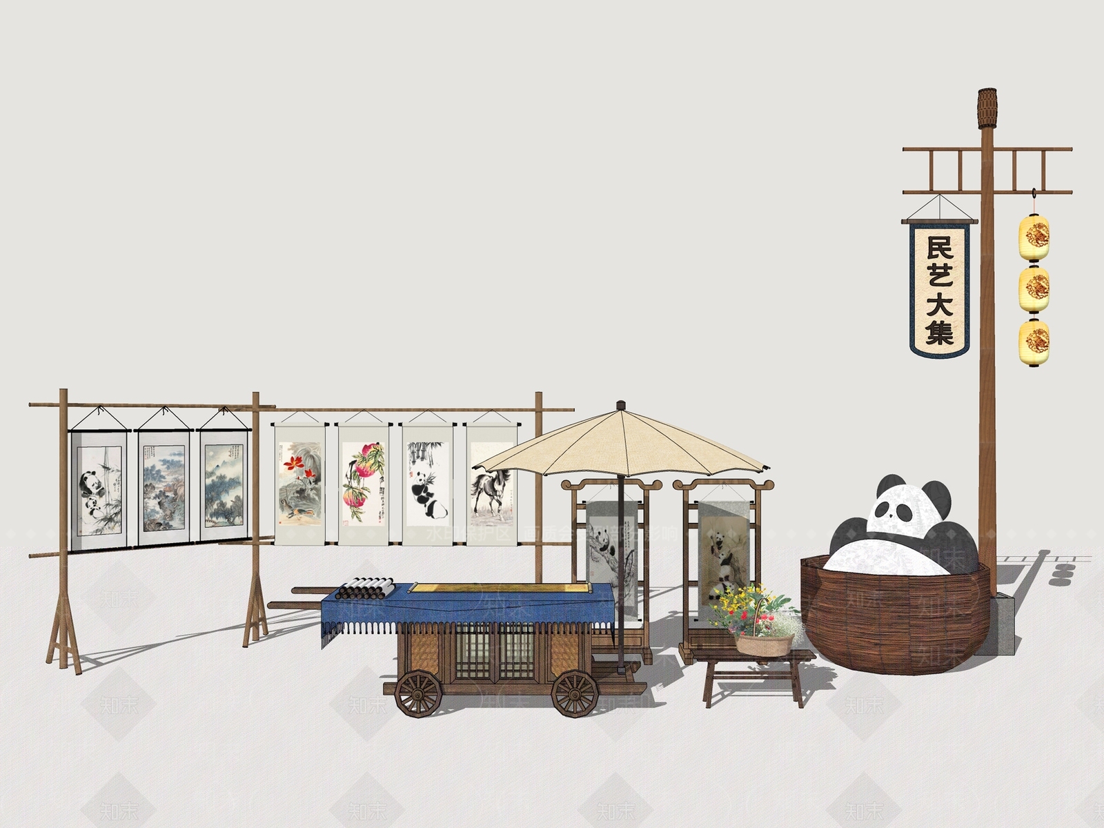 摊位SU模型下载【ID:1185913705】