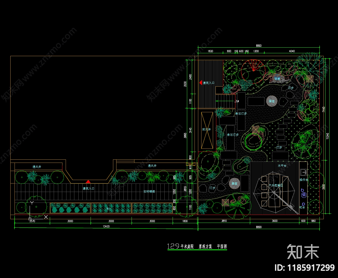 景观平面图cad施工图下载【ID:1185917299】
