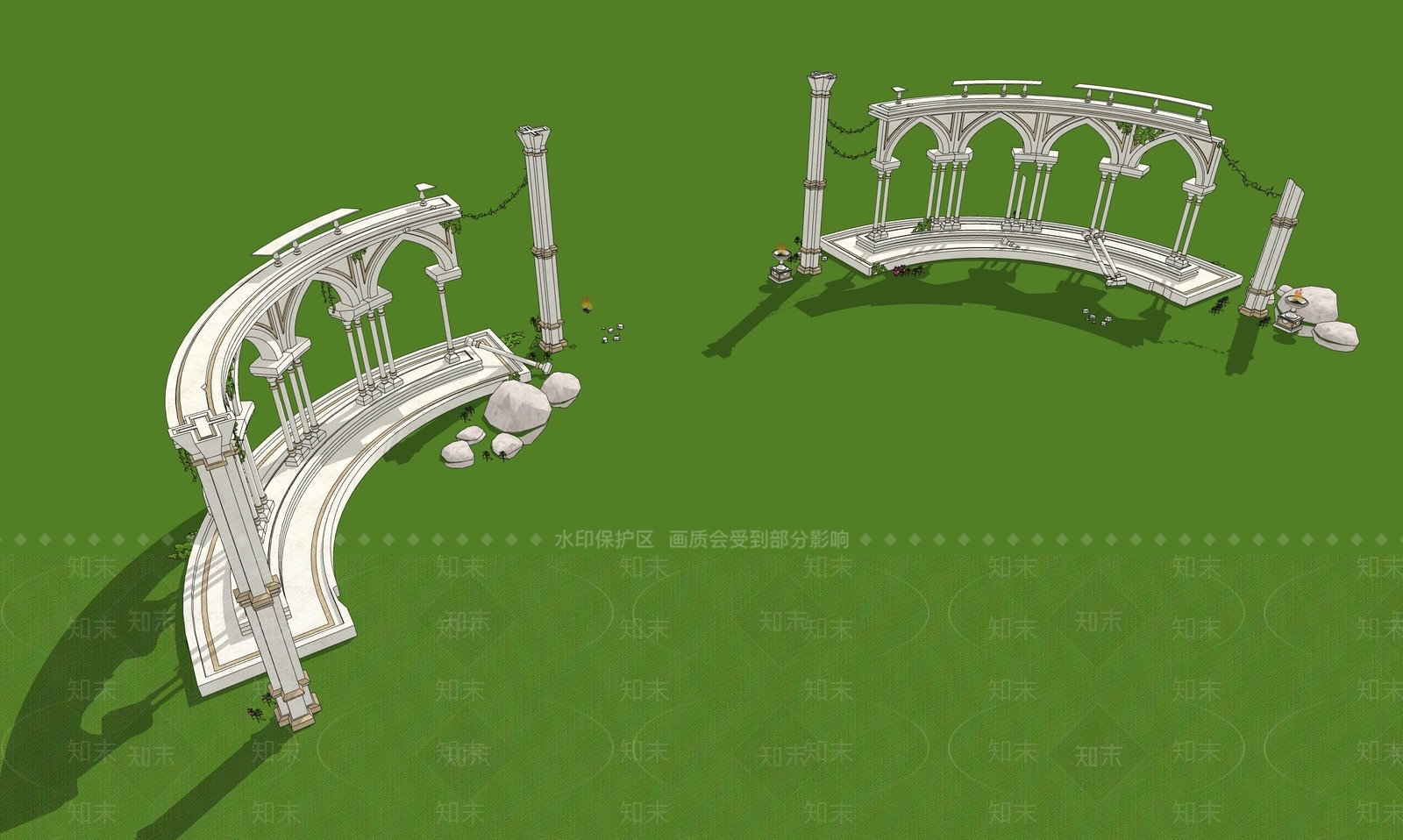 美式欧式廊架SU模型下载【ID:1185919077】