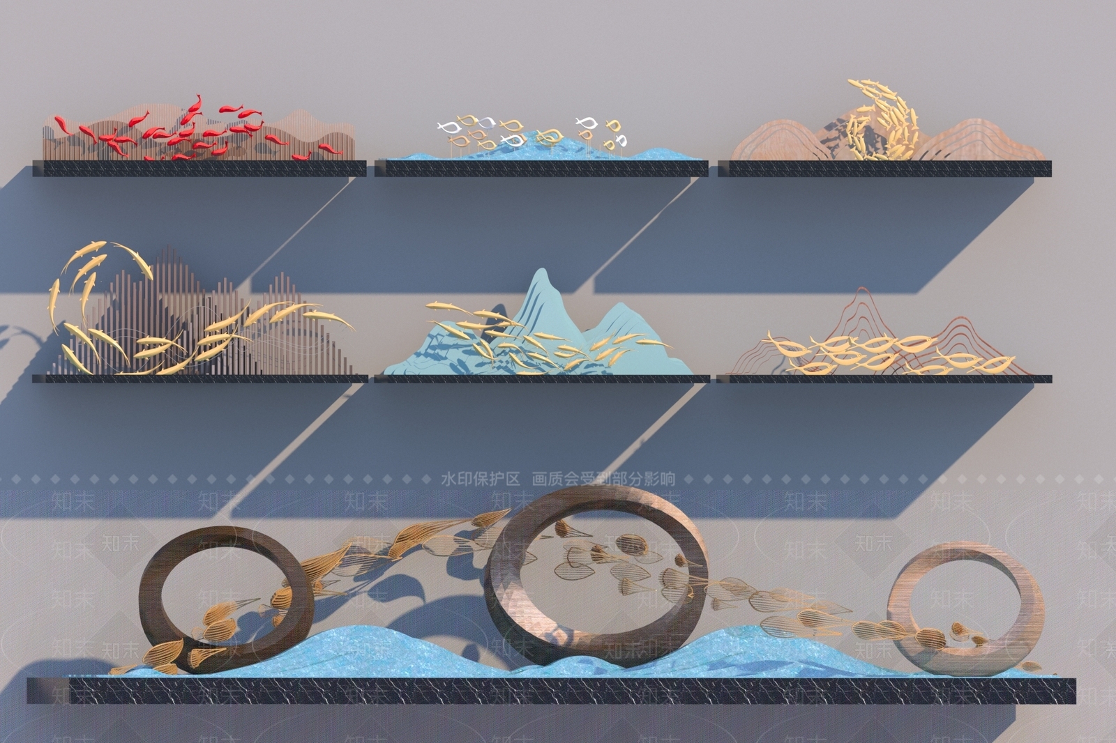 现代景观雕塑3D模型下载【ID:1185923631】