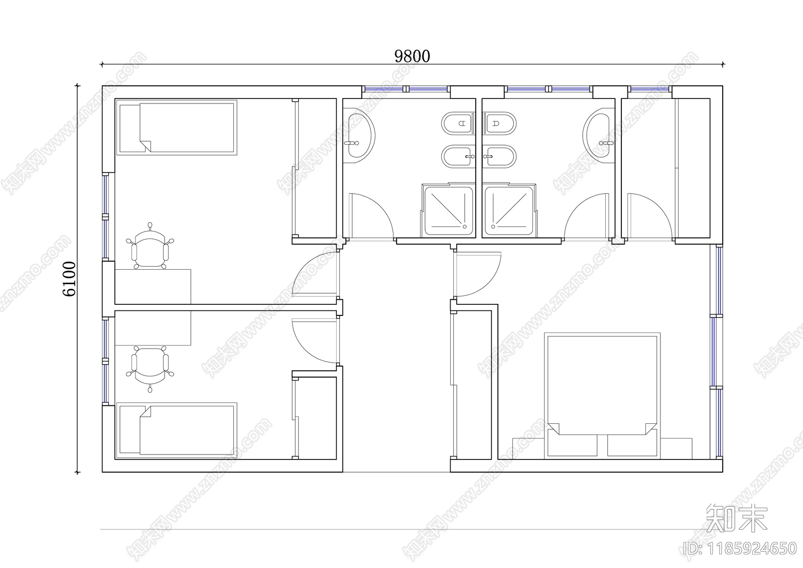 家装平面图施工图下载【ID:1185924650】
